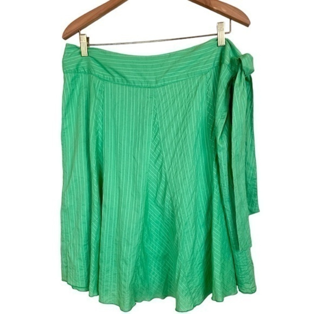 Nordstrom Halogen Green Striped Cotton Skirt with Tie Size 12